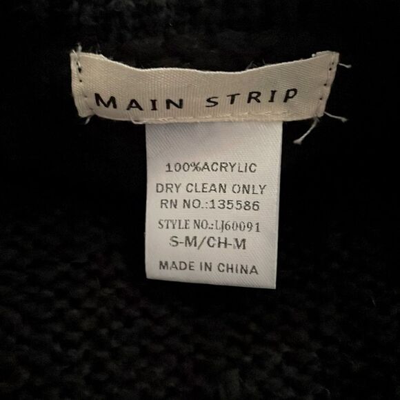Main Strip Black Shaggy Fuzzy Sweater Statement Piece Size S - Picture 3 of 3